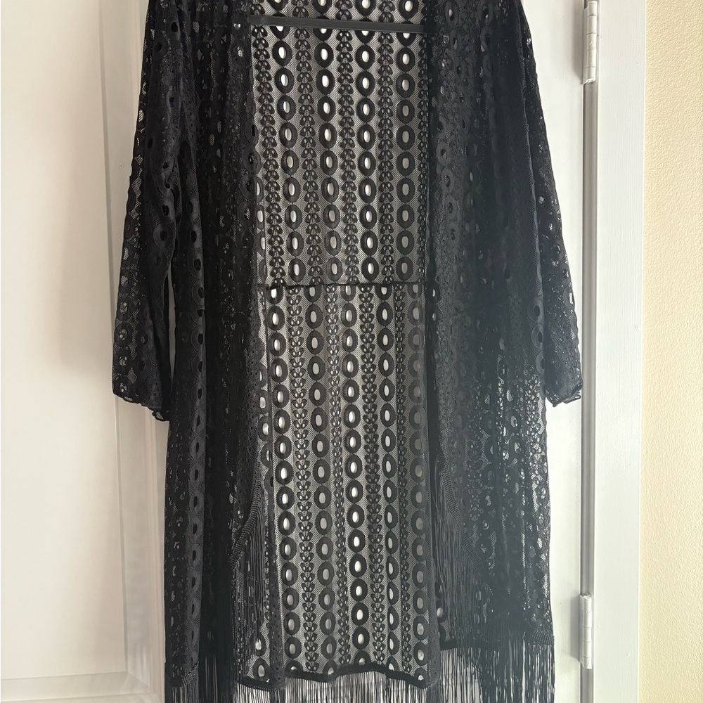 Black Lace Kimono Cardigan